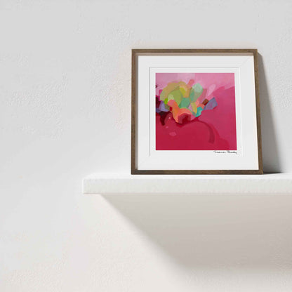 framed raspberry red abstract art print