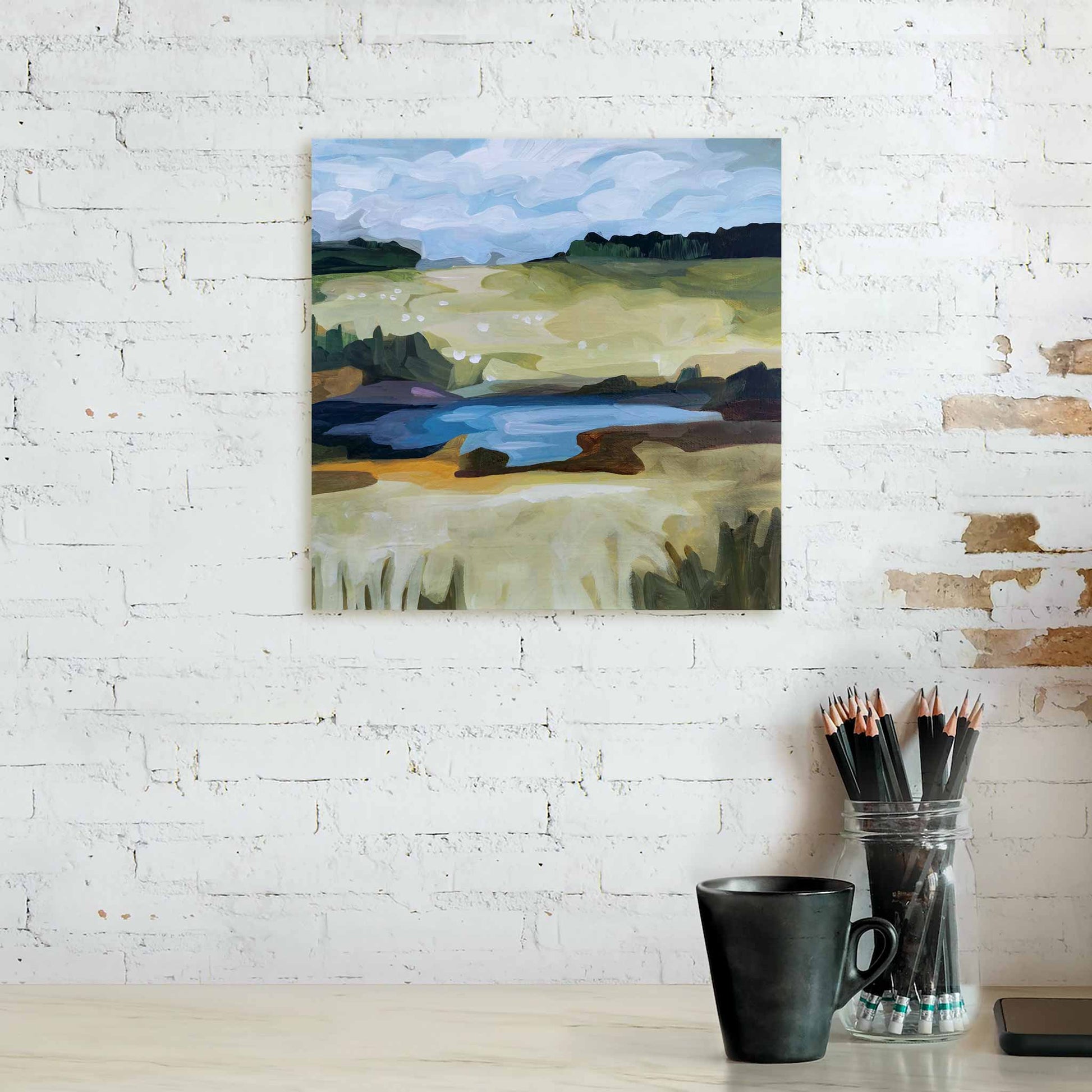 beautiful landscape acrylic paintings of green pastoral summer landscape original painting on canvas