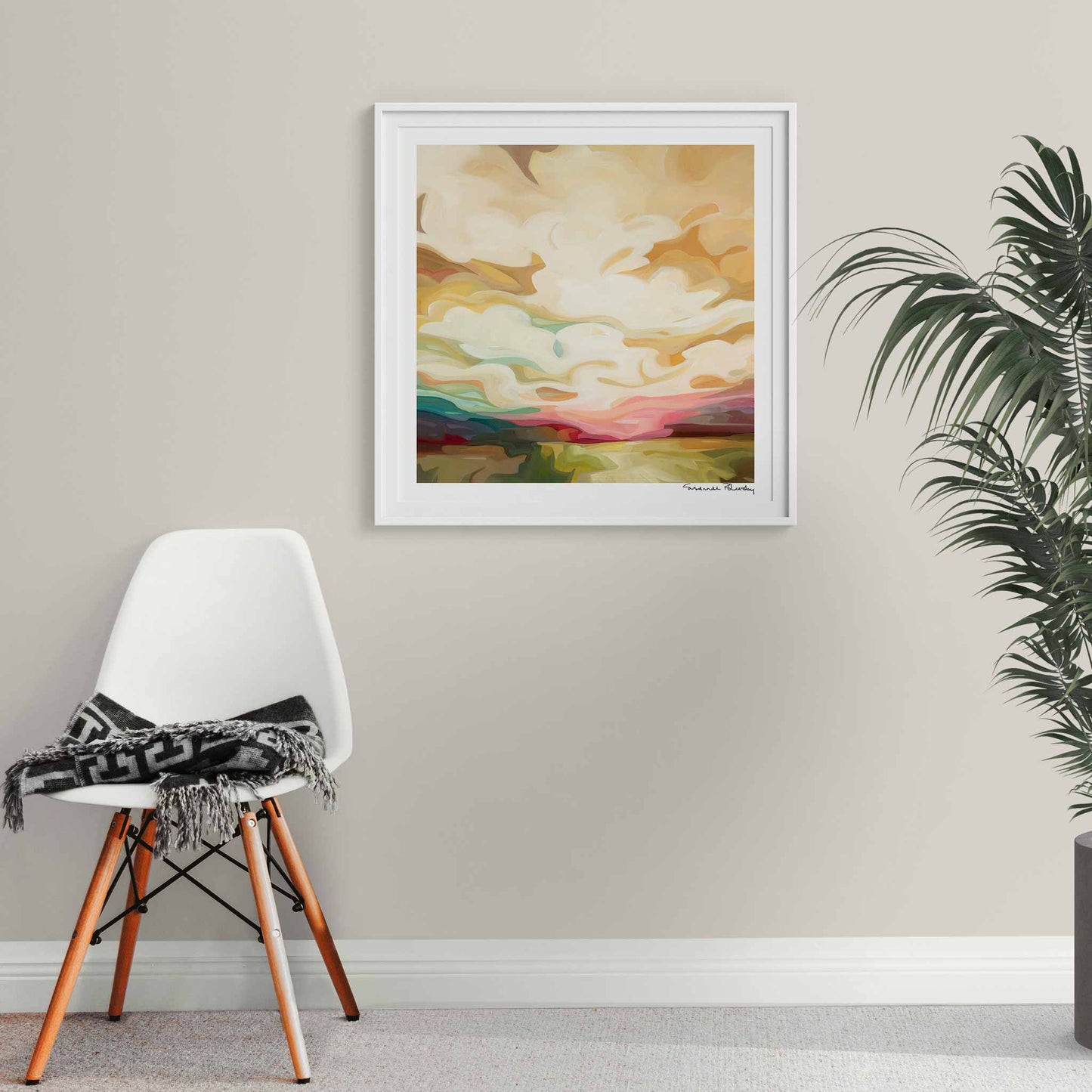 large framed wall art of an acrylic sky painting print by Canadian artist Susannah Bleasby